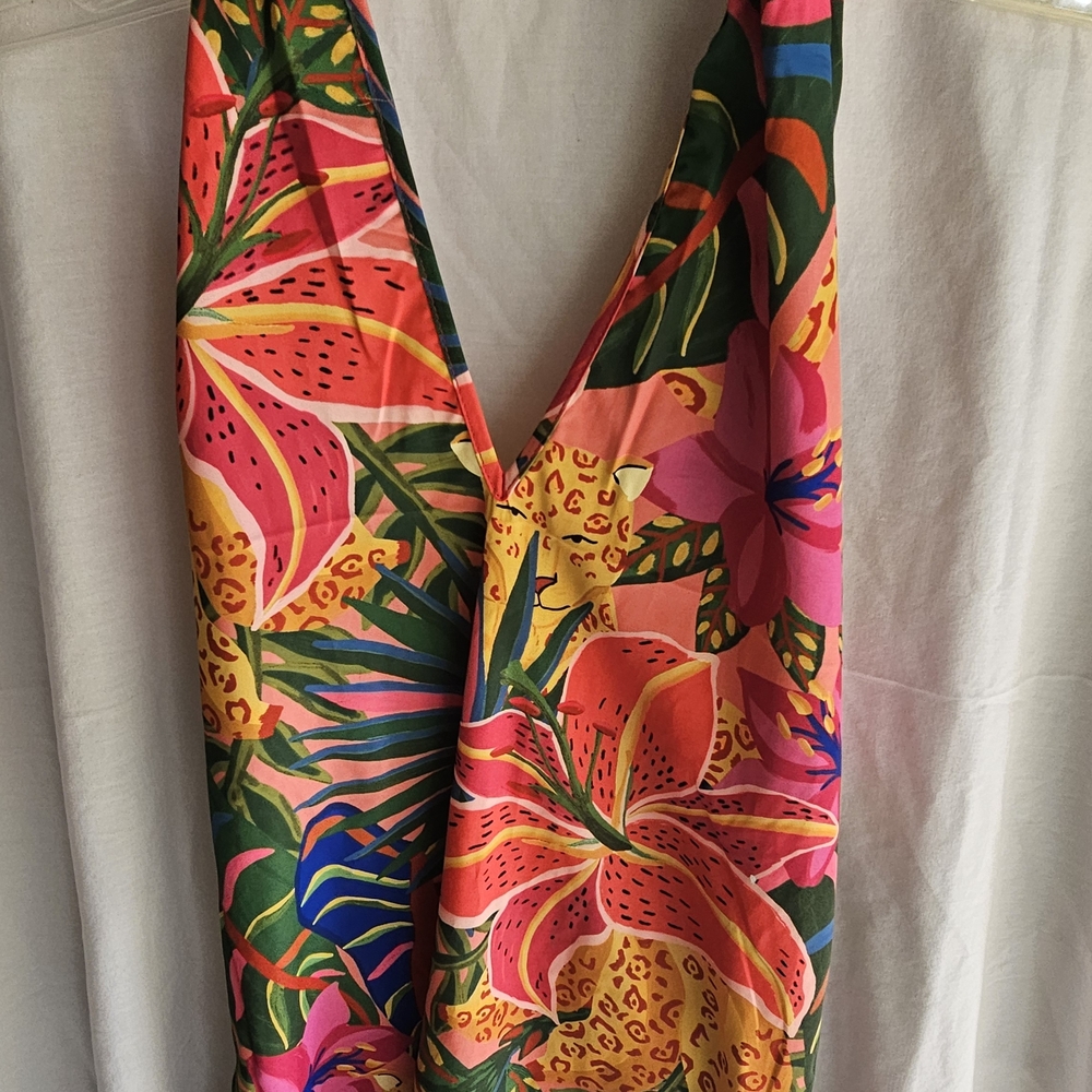 SHEIN Multicolor Tropical Print Swim Coverup